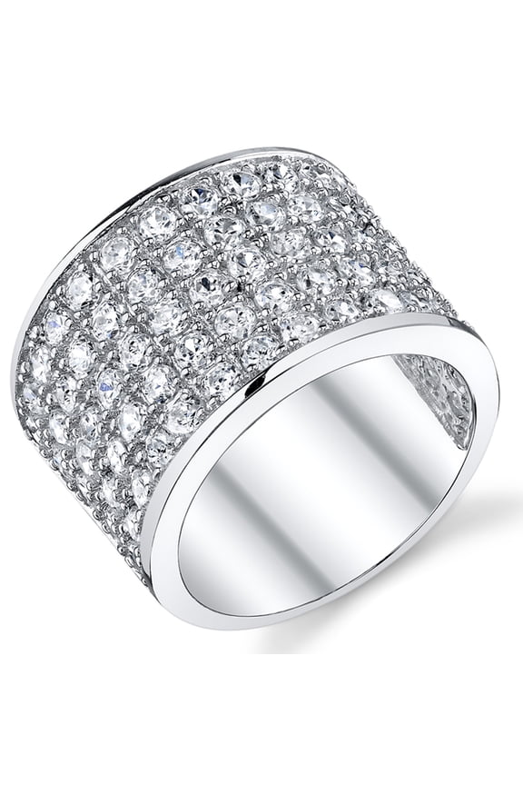 David Beckham Sterling Silver Mens Championship Cubic Zirconia Cz Band Ring 15mm