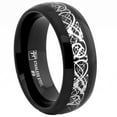 thumbnail image 1 of Metal Masters Dome Stainless Steel Black Mens Ring Band Celtic Dragon Inlaid Design 8mm Comfort-Fit, 1 of 3
