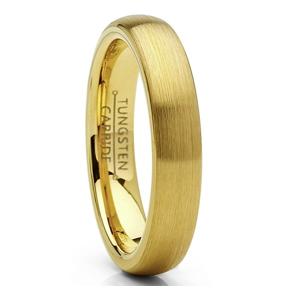 Metal Masters Dome Tungsten Carbide Ring Goldtone Wedding Band 4mm Men Women 10.5