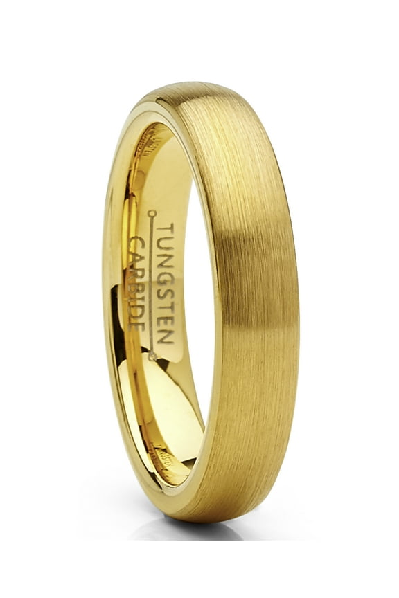 Dome Tungsten Carbide Ring Goldtone Wedding Band 4mm Men Women 9.5