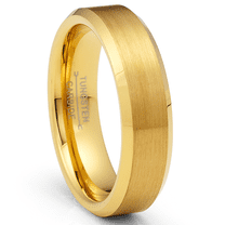 Metal Masters Gold Plated Flat-Top Tungsten Carbide Ring Mens Wedding Band 6MM Comfort-Fit