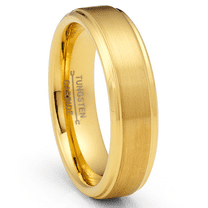 Metal Masters Gold Plated Tungsten Carbide Wedding Band Brushed Ring 6MM Comfort-Fit