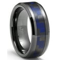 thumbnail image 1 of Metal Masters Mens Gunmetal Tungsten Carbide Ring Black Blue Carbon Fiber Inlay Wedding Band 8mm, 1 of 5
