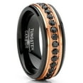 thumbnail image 1 of Metal Masters Men Tungsten Black Rose Goldtone Wedding Band Hammered Eternity Ring Cz Comfort-Fit, 1 of 6