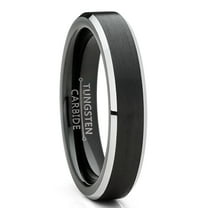 Metal Masters Men Women Wedding Black Tungsten Ring 4mm Matte Finish Beveled Polished Edge Comfort-Fit 11