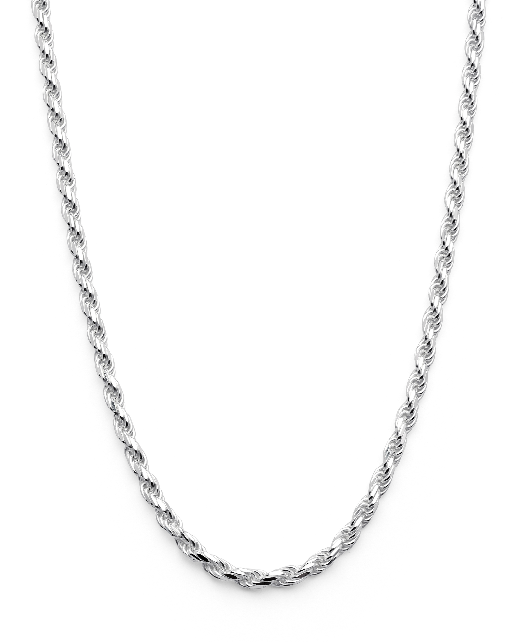Metal Masters Men's 2.3MM Sterling Silver 925 Italian Rope Necklace Chain 16" 18" 20" 22" 24" 30" - image 1 of 6