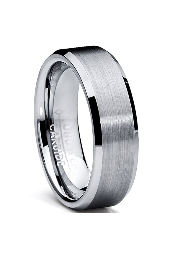 Mens 6mm High-Polish Matte Finish Tungsten Ring Bands