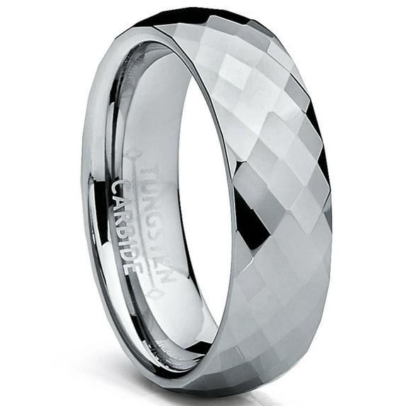 Metal Masters Mens 6mm Multi-faceted Tungsten Carbide Wedding Band Ring