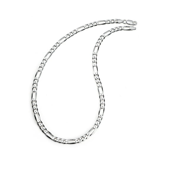 Metal Masters Mens 6mm Sterling Silver 925 Italian Figaro Chain Necklace Unisex
