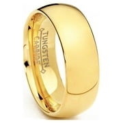 Metal Masters Men's 7MM 18K Goldtone Plated Dome Tungsten Ring Wedding Band Sizes 6 to 13