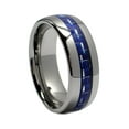 thumbnail image 1 of Metal Masters Mens 8mm Dome Tungsten Carbide Ring Wedding Band Blue Carbon Fiber Inlay, 1 of 4