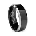 thumbnail image 1 of Metal Masters Mens 8mm Flat Top Two-Tone Black Tungsten Ring Wedding Band, 1 of 7