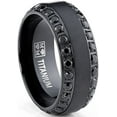 thumbnail image 1 of Metal Masters Mens .9Ct Black Titanium Dome Brushed Finished Wedding Band Engagement Ring Black Cubic Zirconia, 1 of 6