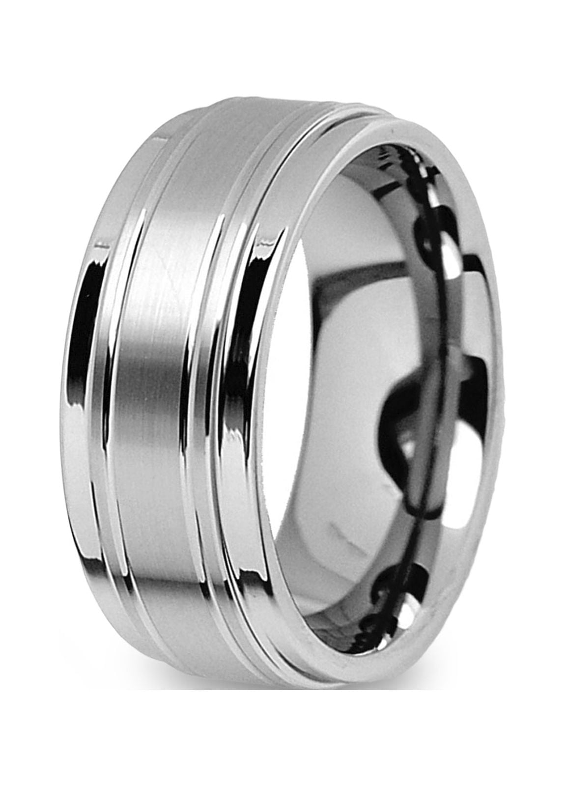 9mm Tungsten Carbide Wedding Band - High Polish/Matte Finish With Grooves, Comfort Fit, Sizes 9-13 - View #5