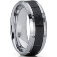 thumbnail image 1 of Metal Masters Mens Black Hammered Grooved Tungsten Carbide Wedding Band Ring 8mm Comfort-Fit 8.5, 1 of 7