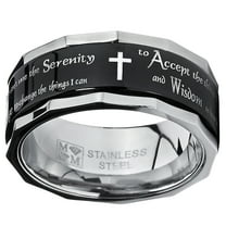 Metal Masters Mens Black Stainless Steel Cross Serenity Prayer Fidget Spinner Ring 9mm Anxiety Stress Relief