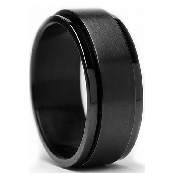 Metal Masters Mens Black Stainless Steel Spinner Fidget Ring Anxiety Band 8mm