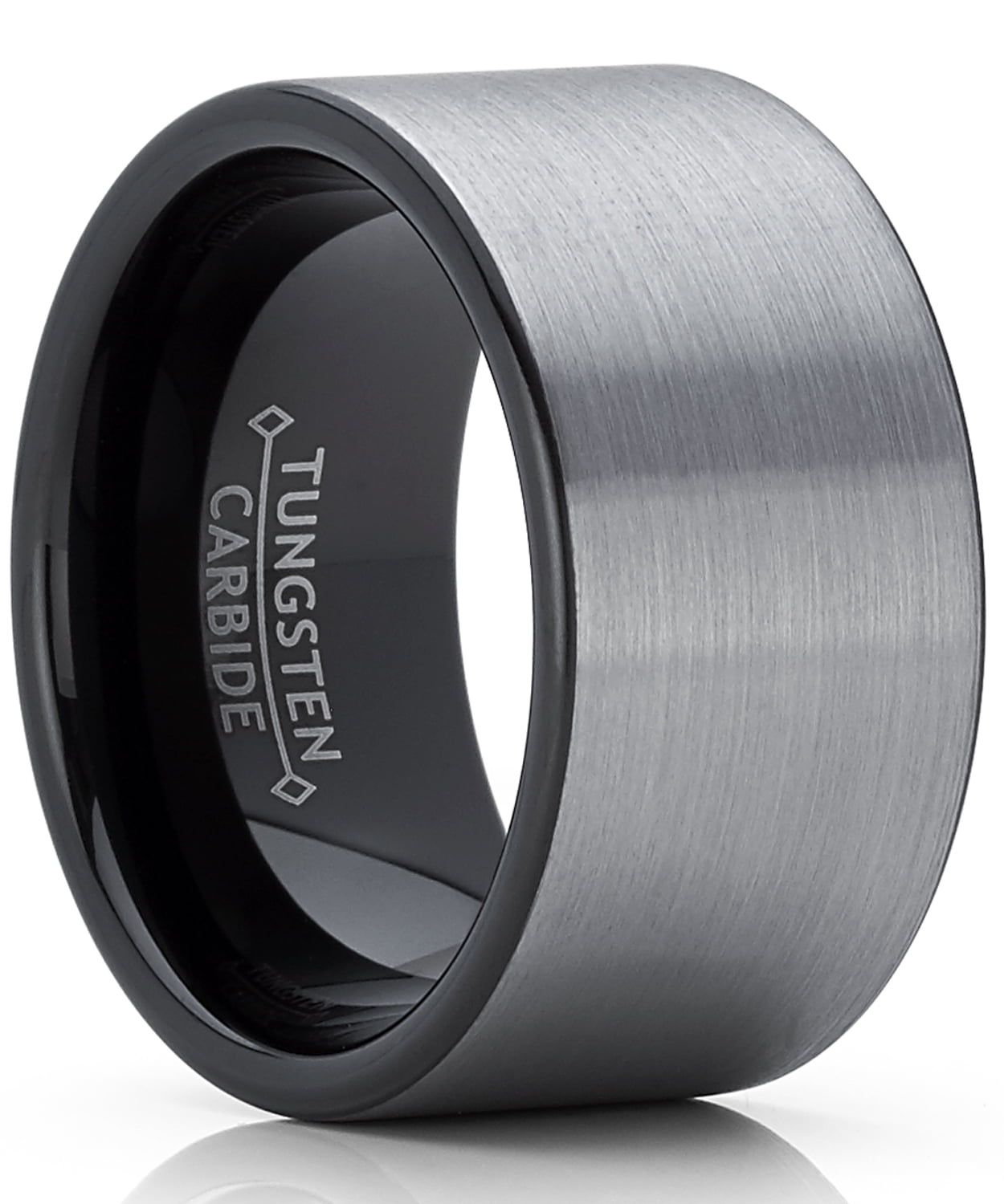Metal Masters Mens Black Tungsten Carbide Pipe-Cut Wedding Band Engagement Ring Brushed Comfort ...