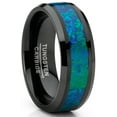 thumbnail image 1 of Metal Masters Mens Black Tungsten Carbide Wedding Band Ring Blue Green Crushed Opal 8mm Comfort-Fit, 1 of 6