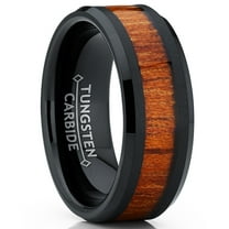 Metal Masters Mens Black Tungsten Carbide Wedding Band Ring Wood Inlay Comfort-Fit 8mm 12