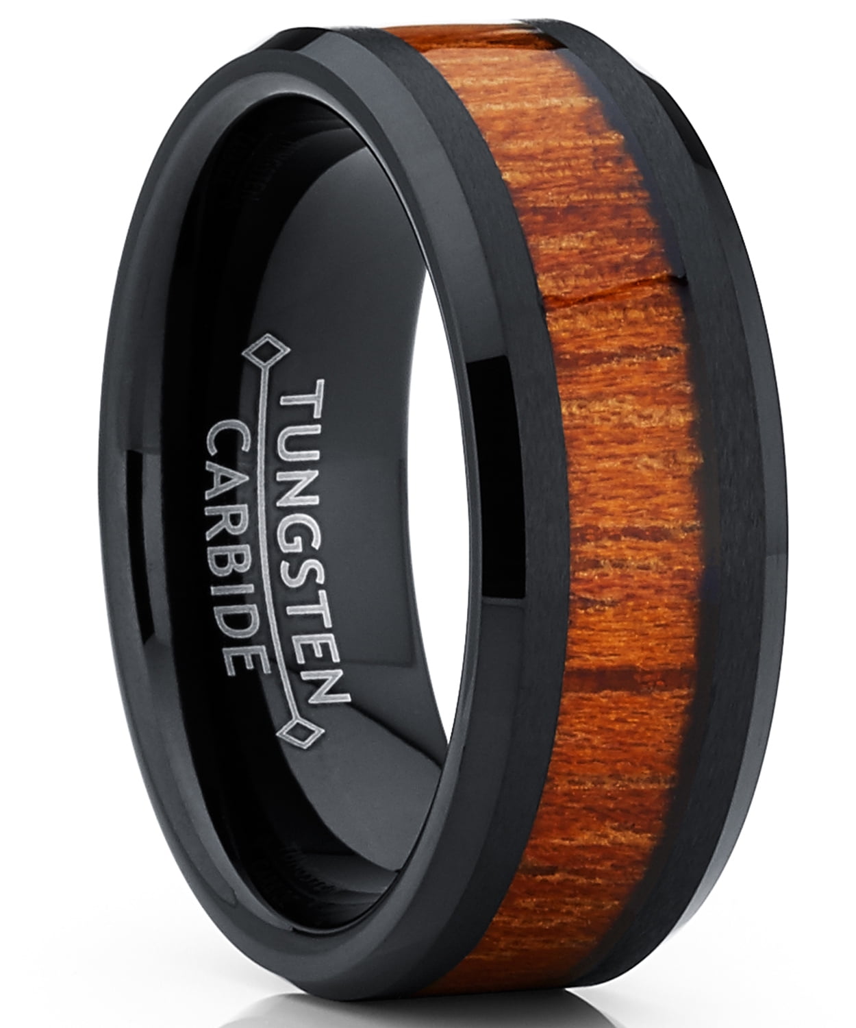 Metal Masters Mens Black Tungsten Carbide Wedding Band Ring Wood Inlay Metal Masters Mens Black Tungsten Carbide Wedding Band Ring Wood Inlay