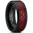 thumbnail image 1 of Metal Masters Mens Black Tungsten Red Dragon Ring Wedding Band Carbon Fiber Comfort-Fit 8mm 8.5, 1 of 8