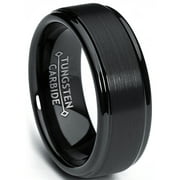 Metal Masters Men's Black Tungsten Ring Matte Finish High Polish Wedding Band 8MM Comfort-fit