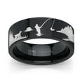 thumbnail image 1 of Metal Masters Mens Black Tungsten Trout Lake Fly Fishing Enthusiasts Ring Outdoor Scenery Band 8mm 8.5, 1 of 5