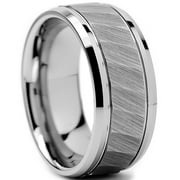 Metal Masters Men's Carved Tungsten Carbide Flat Top Comfort Fit Wedding Band Ring (9 MM) Size 8
