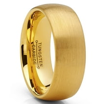 Metal Masters Men's Classic Dome Brushed Tungsten Carbide Wedding Band GoldTone, Comfort Fit 7