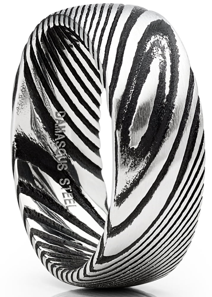 8mm Stainless Steel Black Wedding Band Ring - High Polished Domed Comfort Fit (Size 11) - View #12