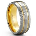 thumbnail image 1 of Metal Masters Mens Gold Plated Damascus Steel Grooved Wedding Band Engagement Ring Comfort-Fit 8mm, 1 of 5