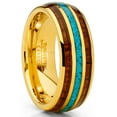 thumbnail image 1 of Metal Masters Mens Goldtone Tungsten Wedding Band Engagement Ring Koa Wood Crushed Turquoise 8mm, 1 of 7