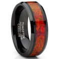 thumbnail image 1 of Metal Masters Mens Red Fire Crushed Opal Tungnsten Wedding Band Ring Black 8mm Comfort-Fit, 1 of 6