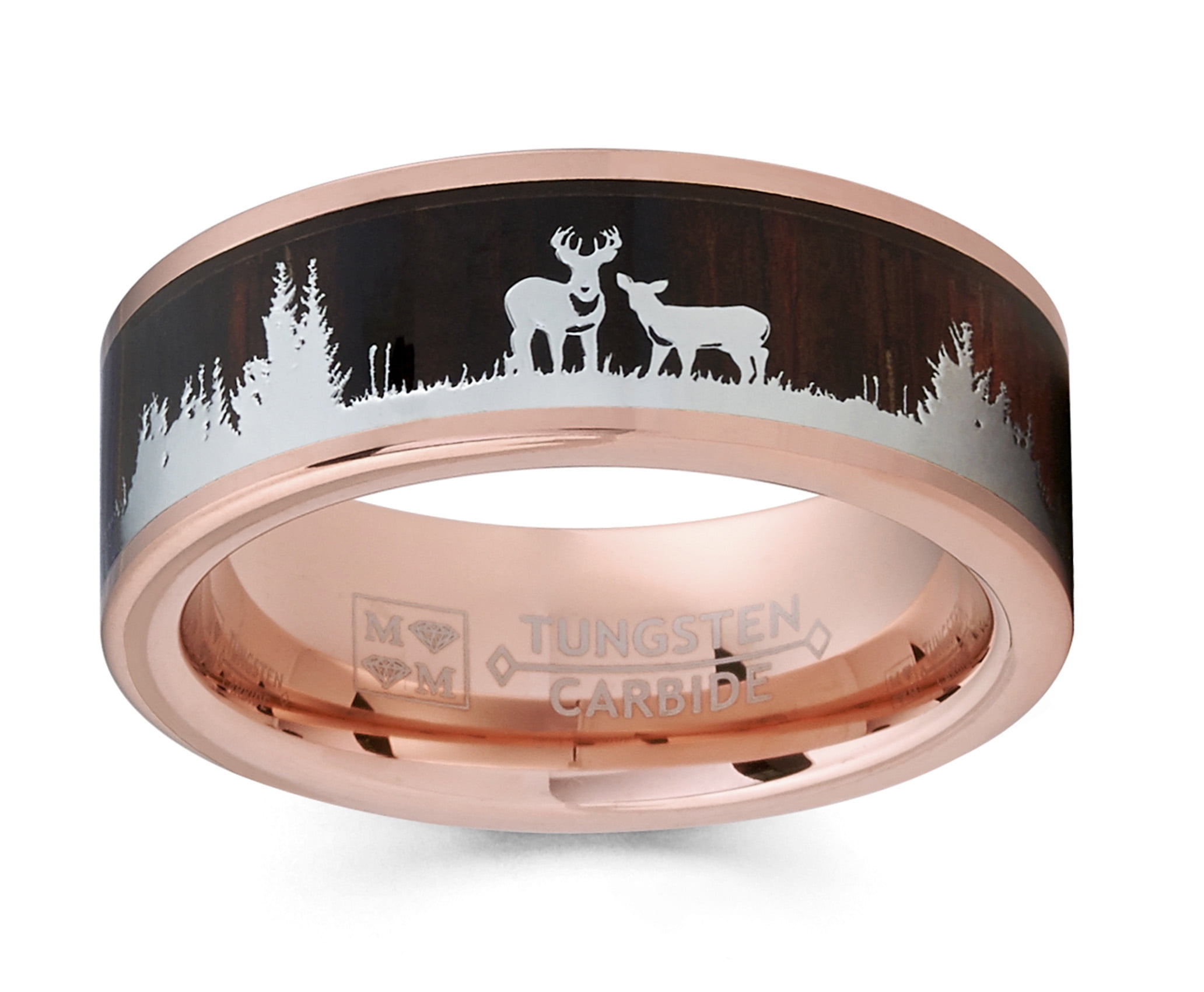 Metal Masters Mens Rose Goldtone Tungsten Hunting Ring Wedding Band ...