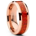 thumbnail image 1 of Metal Masters Mens Rosegold-tone Tungsten Carbide Wedding Band Ring Red Opal Inlay 8mm Comfort-Fit, 1 of 6