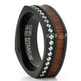 thumbnail image 1 of Metal Masters Mens Square Black Titanium Wedding Band Ring Cubic Zirconia Wood Inlay 8mm 10, 1 of 5