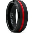 thumbnail image 1 of Metal Masters Mens Titanium Ring Wedding Band Black Red Plated Brushed Engagement Ring Grooved Comfort-Fit 7.5, 1 of 6