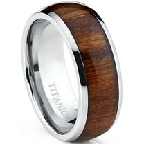 Metal Masters Mens Titanium Ring Wedding Band Engagement Ring Wood Inlay 8mm Comfort-Fit