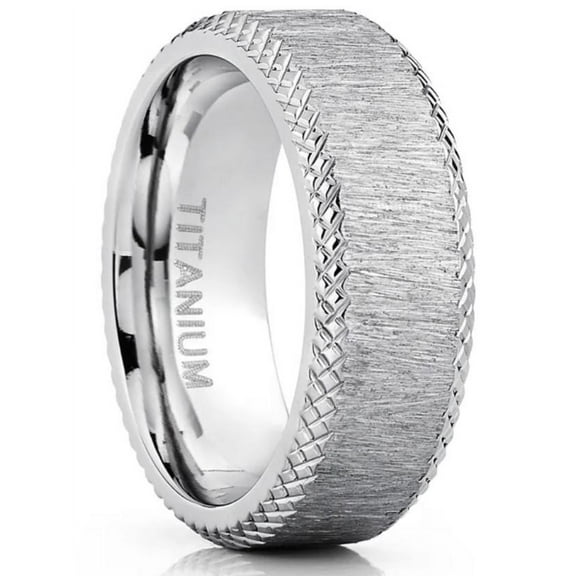 Metal Masters Mens Titanium Wedding Band Hairline Ground Brushed Finish Comfort-Fit 8mm