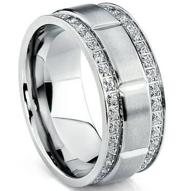 Men's 8MM Stainless Steel Tapered Cross Wedding Band - Mens Ring ...