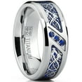 thumbnail image 1 of Metal Masters Mens Titanium Wedding Ring Band Dragon Design Blue Carbon Fiber Inlay Blue Cubic Zirconia, 1 of 8