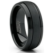 Metal Masters Mens Tungsten Carbide Ring Black Goldtone Dome Sandblasted Wedding Band 8mm