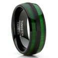 thumbnail image 1 of Metal Masters Mens Tungsten Carbide Ring Dome Green Jade Wood Inlay Wedding Band Black 8mm, 1 of 6