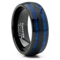 Metal Masters Mens Tungsten Carbide Ring Dome Blue Wood Inlay Wedding Band 8mm
