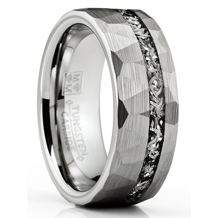 Hammered steel wedding band shop