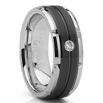 Metal Masters Mens Tungsten Carbide Wedding Band Diamond .05 Two-Tone Black Ring 8mm 13