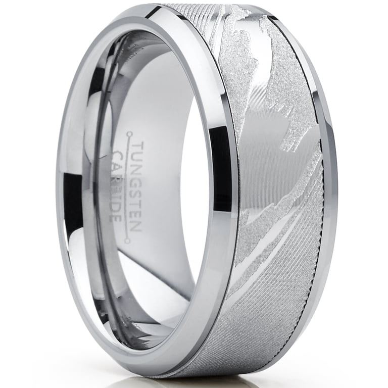Men's 9mm Hammered Tungsten Carbide Wedding Band Ring - Comfort Fit & Scratch Resistant (Sizes 6-15)