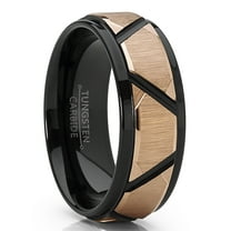 Metal Masters Mens Tungsten Carbide Wedding Ring Black Rose Goldtone Faceted Band 13