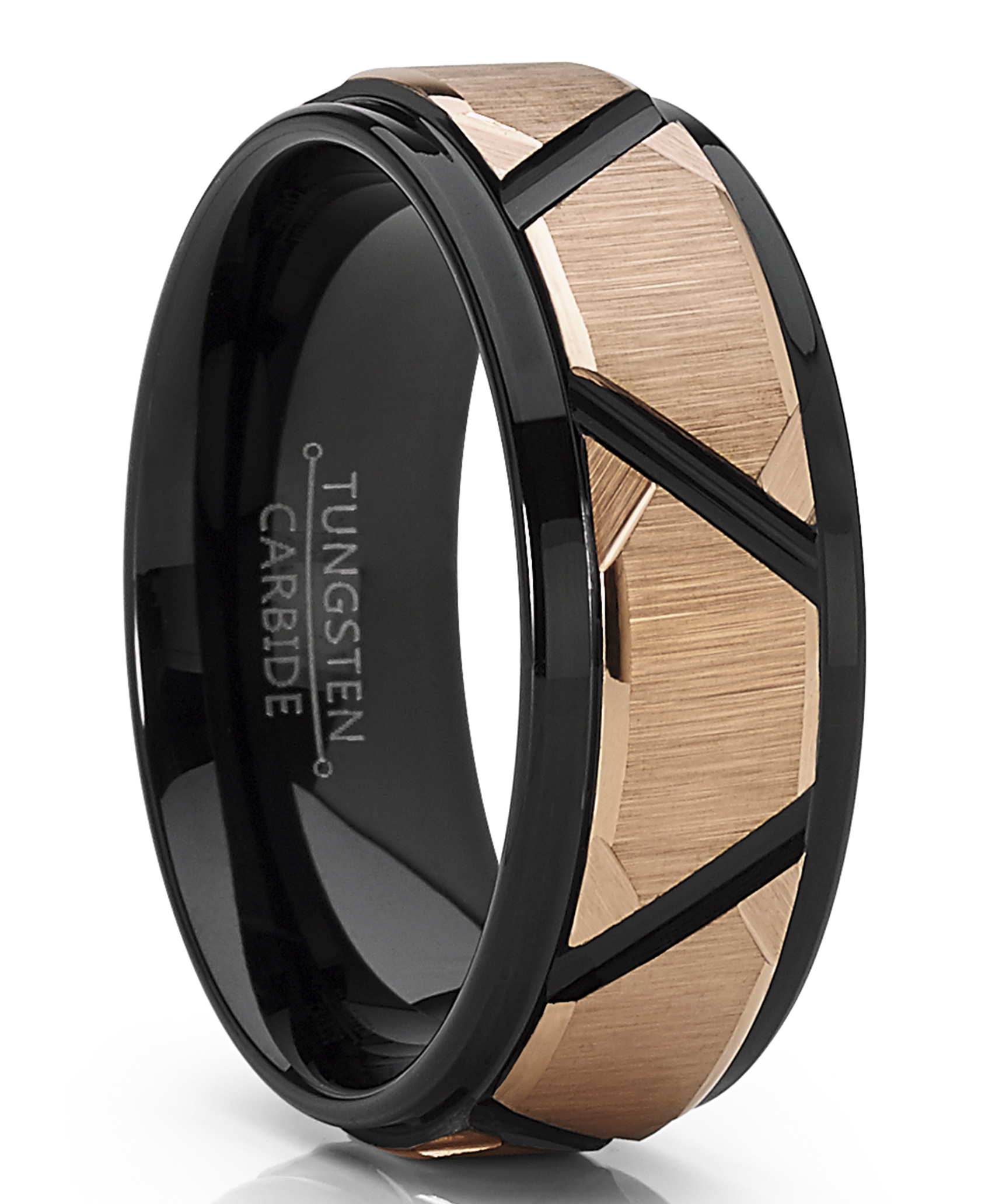 Metal Masters Men\u0026#39;s Tungsten Carbide Ring Dome Sandblasted Black Rose Wedding Band 8MM - Walmart.com